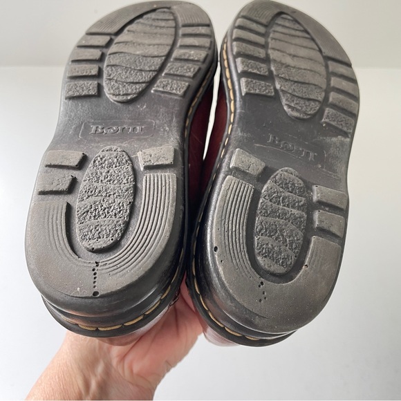 BORN Cognac Brown Leather Slip On Loafer Whipstitch Patina Moccasin Comfort Shoe - Picture 10 of 17